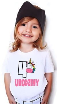 T-shirt Koszulka urodzinowa 4 Urodziny Jednorożec