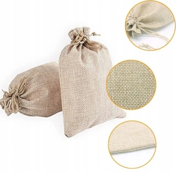 30X ЛЬНЯНАЯ СУМКА НА ШНУРЕ, МАЛЕНЬКАЯ, КОРИЧНЕВАЯ