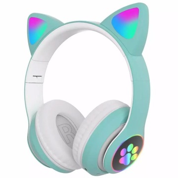 SŁUCHAWKI DLA DZIECI BLUETOOTH KOCIE USZY RGB LED BEZPRZEWODOWE + MIKROFON