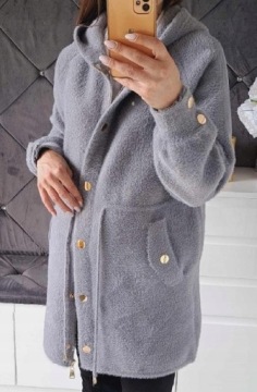 ТЕПЛОЕ ПАЛЬТО АЛЬПАКА С КАПЮШОНОМ, ПЕРЕХОДНОЕ ПАЛЬТО ШЕРСТЬ