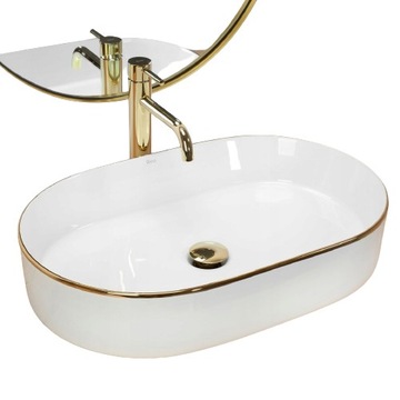 Umywalka Nablatowa Nadia Gold Edge 60 cm Rea