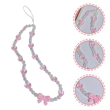 Różowe gliniane koraliki do telefonu komórkowego, smycze, klucze