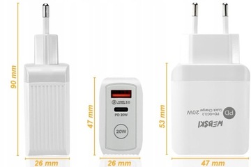 РАЗЪЕМ ДЛЯ БЫСТРОЙ ЗАРЯДКИ 20 Вт USB-КАБЕЛЬ 1 М ТИП-C