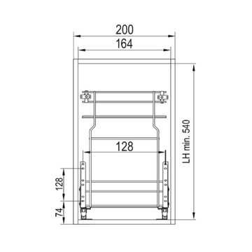 Kosz cargo 20cm 2p. 200 z systemem jezdnym cichy domyk Variant Multi REJS