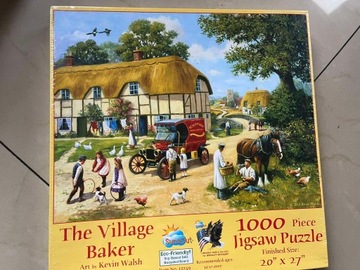 Puzzle SunsOut The Village Baker Kevin Walsh wieś koń kura pies 1000