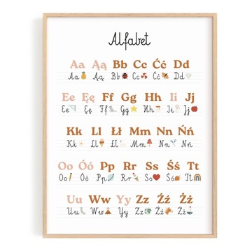 Plakat NAUKA ALFABETU literki abecadło 30x40 MODNY MONTESSORI