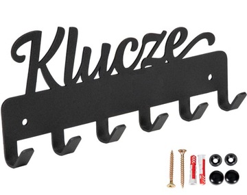 Wieszak Ścienny Metalowy Czarny Mat Klucze Akcesoria Loft Industrialny