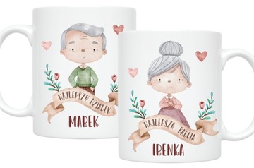 ZESTAW 2 KUBKÓW NA DZIEŃ BABCI i DZIADKA NAJLEPSZA BABCIA NAJLEPSZY DZIADEK