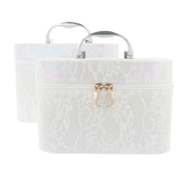 KUFEREK KOSMETYCZKA PODRÓŻNA Z LUSTERKIEM ORGANIZER KPL. 2szt KORONKOWY K12
