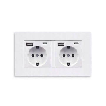 Двойная электрическая розетка 16А с 2 USB Type-C