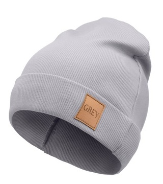 Czapka wiosenna beanie wygodna prążek 54-60 L