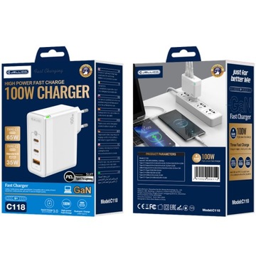 Зарядное устройство Fast GaN PRO 100 Вт PD USB-C + кабель USB типа C