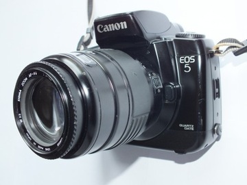 Canon EOS 5 с кварцевым календарем + зум-объектив Sigma AF-B II 55–200 мм 1:4–5,6