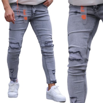 Spodnie Jeansy Skinny Przecierane Przetarcia
