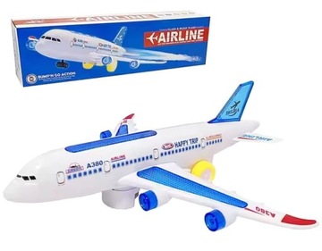 SAMOLOT PASAŻERSKI NA BATERIE INTERAKTYWNY ŚWIATŁO DŹWIĘK