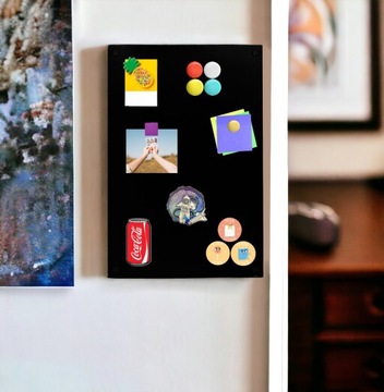 TABLICA MAGNETYCZNA NA MAGNESY Z PODRÓŻY NOTATKI ŚCIENNA 80x50 CM CZARNA