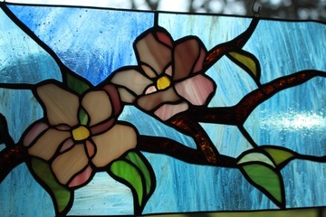 Витраж Тиффани на окно Цветы, Цветы яблони, Витражи цветы Яркие