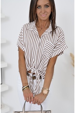 ЛЕГКАЯ РУБАШКА В ПОЛОСКУ, ЗАВЯЗАННАЯ НИЗУ! ВЗ.1