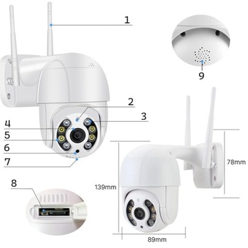 НАРУЖНАЯ КОММУТАЦИОННАЯ КАМЕРА WiFi IP 4x ZOOM 5Mpx 25 FPS Белый