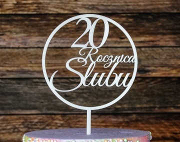 Topper biały na tort Rocznica Ślubu TUB-42P