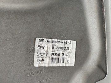 MECHANIZMUS OKNO MANUÁLNÍ LEVÝ PŘEDNÍ SKODA ROOMSTER 5J7837401