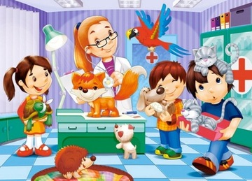 PUZZLE 60 EL WIZYTA U WETERYNARZA CHORY KOTEK CASTORLAND
