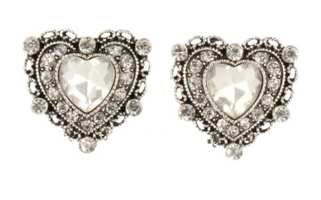 СЕРЕБРЯНЫЕ КРЕПЛЕНИЯ ДЛЯ УШЕЙ С ЛЁГКИМ СЕРДЦЕМ В ВИНТАЖНОМ СТИЛЕ