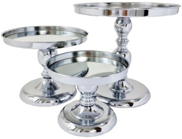 СТЕКЛЯННАЯ ТАРЕЛКА ДЛЯ ТОРТОВ, ФРУКТОВ, СЕРЕБРЯНЫЙ МЕТАЛЛ