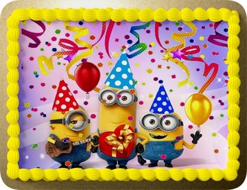OPŁATEK NA TORT PROSTOKĄTNY MINIONKI +GRATIS TEKST
