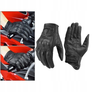 Skórzane Rękawiczki Motocyklowe Letnie Pełne,M