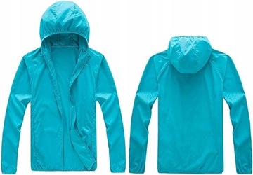 KURTKA PRZECIWDESZCZOWA Z KAPTUREM WIATRÓWKA LEKKA UNISEX NIEBIESKA XXXL