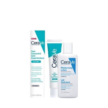 CeraVe ŻEL przeciw niedoskonałościom AHA BHA 40ml + Emulsja nawilżająca 88m