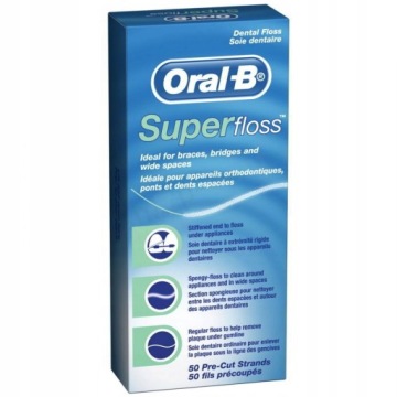3 шт. ORAL-B SUPER FLOSS — нить для брекетов