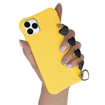 Etui Matowe do IPHONE 11 PRO Żółty Czarne Serca