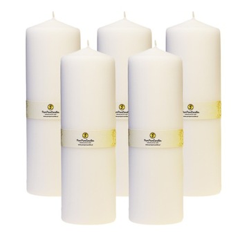 ŚWIECZKI ZESTAW ŚWIEC 5 SZT 6,5X20 CM BIAŁY WALEC