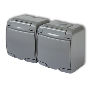 GNIAZDO PODWÓJNE IP54 KARLIK JUNIOR POPIELATY