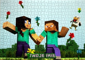 Puzzle MINECRAFT + Imię dziecka 252 EL + Pudełko - WZORY
