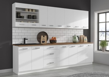 Meble kuchenne zestaw EKO WHITE BIAŁY kuchnia szafki 300cm