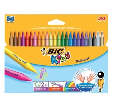 Kredki świecowe 24 kolory plastidecor BIC 5444