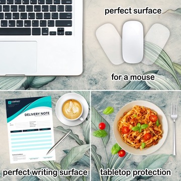 Защитная накладка на письменный стол 120х60 бетон и листья