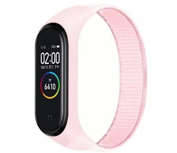 PASEK OPASKA BRANSOLETA DO MI BAND 5/6/7 | JASNORÓŻOWY NYLON TKANINA