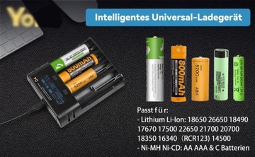 БЫСТРОЕ ЗАРЯДНОЕ УСТРОЙСТВО ДЛЯ БАТАРЕЙ AA ​​И AAA 18650 21700 4 слота