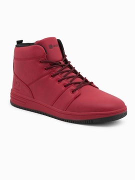 Buty męskie ocieplane sneakersy za kostkę czerwone V1 OM-FOSH-0123 44
