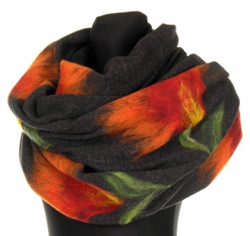 ГЛАМУРНЫЙ ШАРФ С РУКОВОЙ ВЫШИВКОЙ 80% ШЕРСТЬ ЯГНЕНКА