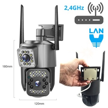 ДВОЙНАЯ WIFI IP-КАМЕРА НАРУЖНАЯ ПОВОРОТНАЯ 2K СЛЕЖЕНИЕ 4MPX ОСВЕЩЕНИЕ