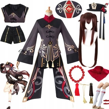 Cosplay Anime Hu Tao Genshin Strój Kostium Peruk