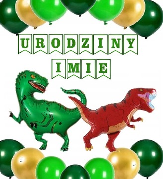 BALONY zestaw na urodziny DINOZAURY + IMIĘ