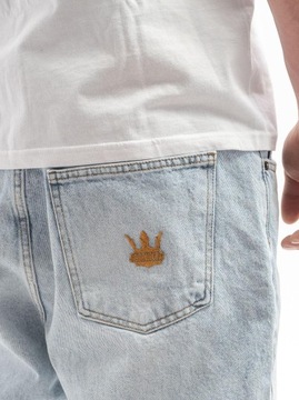 KRÓTKIE SPODENKI JEANSOWE Męskie SZORTY Jasne Niebieskie Jigga Wear 32