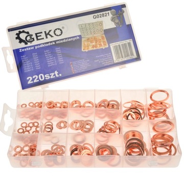 МЕДНЫЕ ШАЙБЫ УПЛОТНИТЕЛЬНЫЕ НАБОР МЕДНЫХ ШАЙБ 220 ШТ.