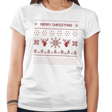 Koszulka damska WESOŁYCH ŚWIĄT MERRY CHRISTMAS L